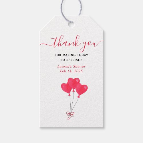 Watercolor Hearts Bridal shower Thank you Gift Tags