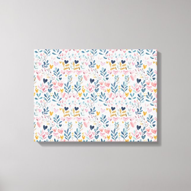 Watercolor hearts canvas print (Front)