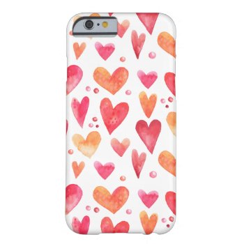 Watercolor Hearts Barely There Iphone 6 Case by byDania at Zazzle