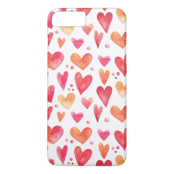 Watercolor Hearts Iphone 8 Plus/7 Plus Case by byDania at Zazzle