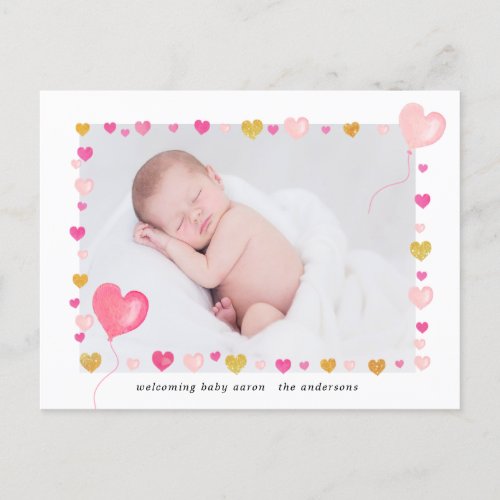 watercolor hearts colorful border Photo Postcard