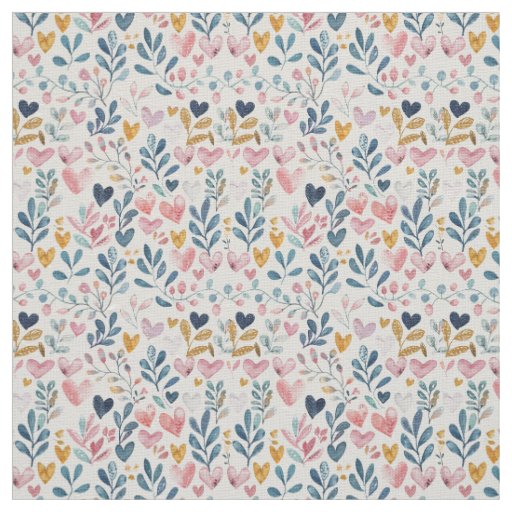 Watercolor hearts fabric