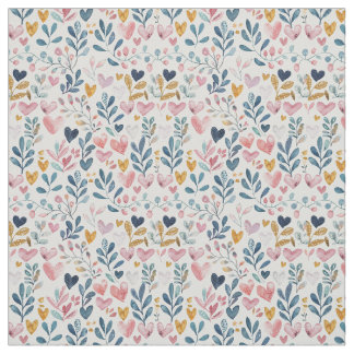 Watercolor hearts fabric