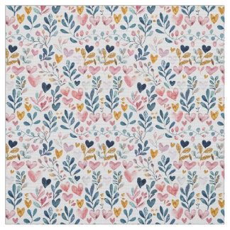 Watercolor hearts fabric