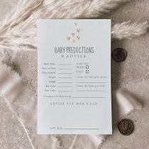 Watercolor Hearts Girl Baby Predictions & Advice Card
