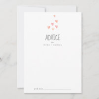 Watercolor Hearts Girl Baby Shower Advice Card