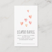 Watercolor Hearts Girl Baby Shower Diaper Raffle Enclosure Card (Front)