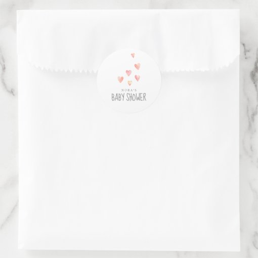 Watercolor Hearts Girl Baby Shower Envelope Seals | Zazzle