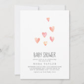Watercolor Hearts Girl Baby Shower Invitation (Front)