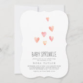 Watercolor Hearts Girl Baby Sprinkle Invitation (Front)
