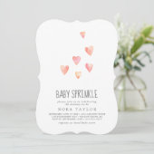 Watercolor Hearts Girl Baby Sprinkle Invitation (Standing Front)