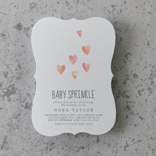 Watercolor Hearts Girl Baby Sprinkle Invitation