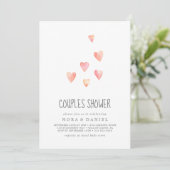 Watercolor Hearts Girl Couples Shower Invitation (Standing Front)