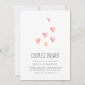 Watercolor Hearts Girl Couples Shower Invitation (Front)