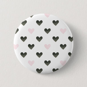 Watercolor Hearts Girl Power Pattern I Button