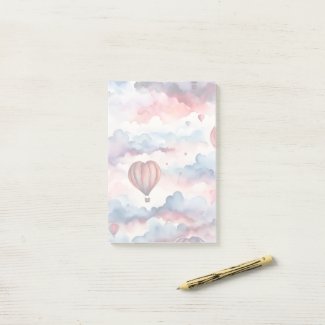 Watercolor Hearts Hot Air Balloon 