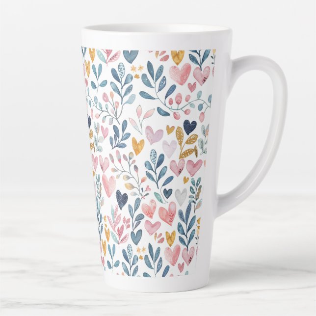 Watercolor hearts latte mug (Right)