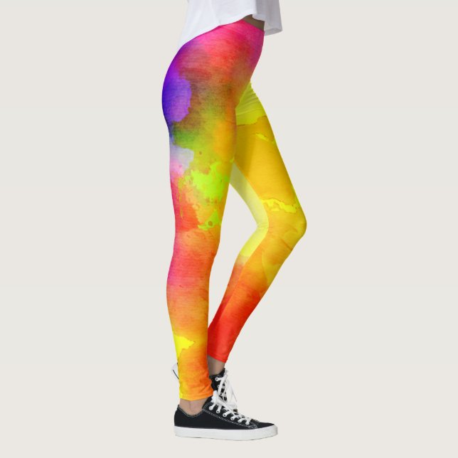 Watercolor/Hearts Leggings (Right)