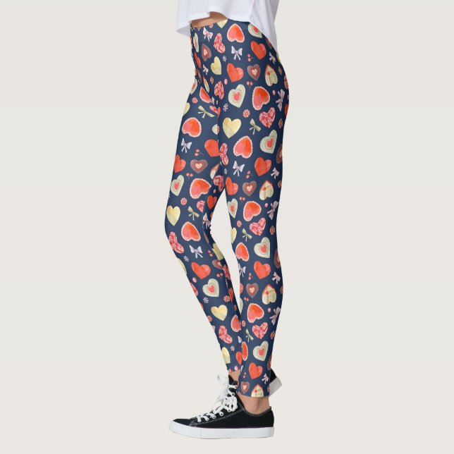 Watercolor Hearts  Leggings (Left)