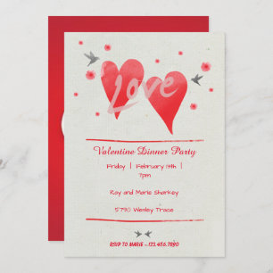 Watercolor Hearts Little Sweetheart Baby Shower Invitation