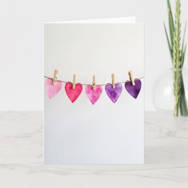 Watercolor Hearts Love Card (Front)