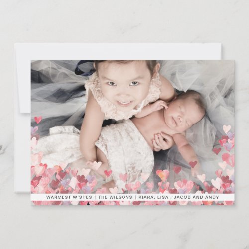 Watercolor Hearts Love Cute Photo Valentines Day Holiday Card