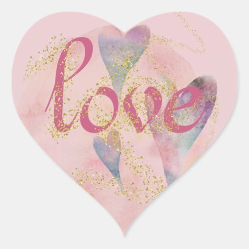Watercolor Hearts  Love Heart Sticker