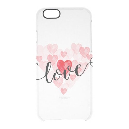 Watercolor hearts Love iphone6 Clear Case