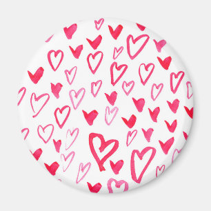 Watercolor Hearts Love Words Pattern IV Magnet