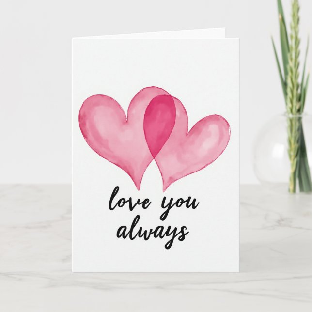 Watercolor Hearts Love You Card (Front)