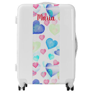 Watercolor Hearts Luggage