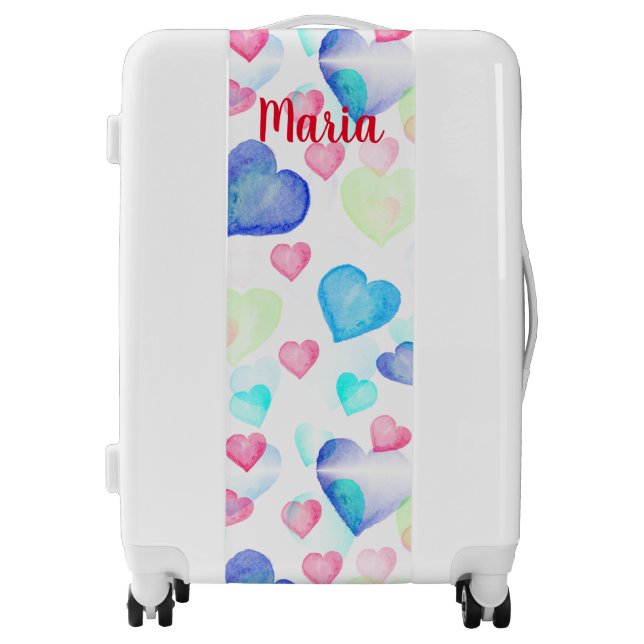 Watercolor Hearts Luggage (Front)