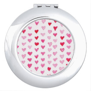 Watercolor Hearts Makeup Mirror