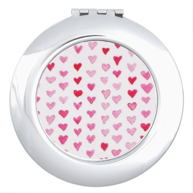 Watercolor Hearts Makeup Mirror (Front)