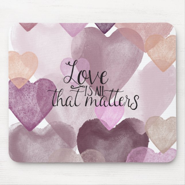 Watercolor Hearts Mouse Pad (Front)