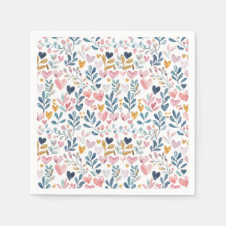 Watercolor hearts napkins