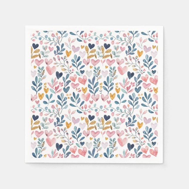 Watercolor hearts napkins (Front)