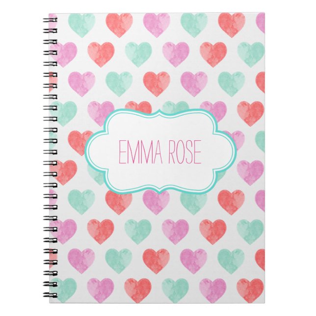 Watercolor Hearts Notebook (Front)