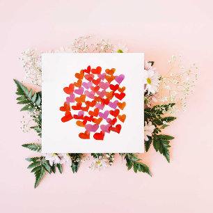 Watercolor hearts - orange Valentine's Day Card