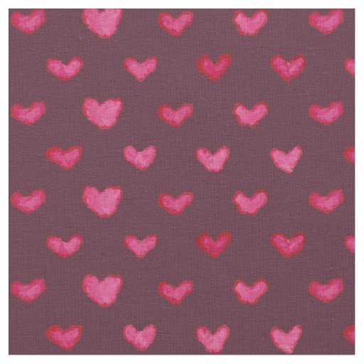 Watercolor Hearts Pattern Fabric