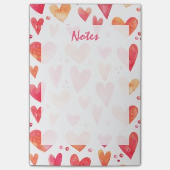 Watercolor Hearts Post-it Notes by byDania at Zazzle