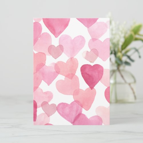 Watercolor Hearts Print Valentines Day Print  Holiday Card