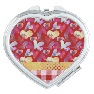 Watercolor Hearts   Red Valentine's Day Compact Mirror