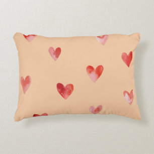 Watercolor Hearts Seamless Pattern Accent Pillow