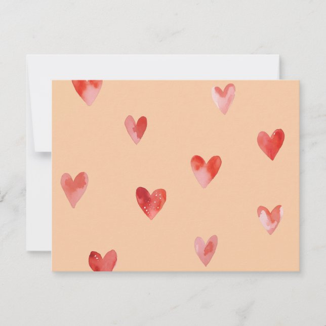 Watercolor Hearts Seamless Pattern Note Card (Front)