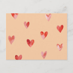 Watercolor Hearts Seamless Pattern Postcard