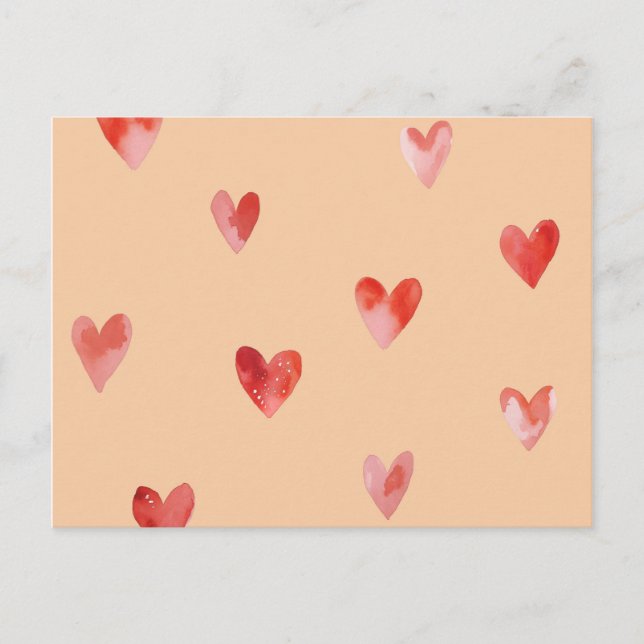 Watercolor Hearts Seamless Pattern Postcard (Front)