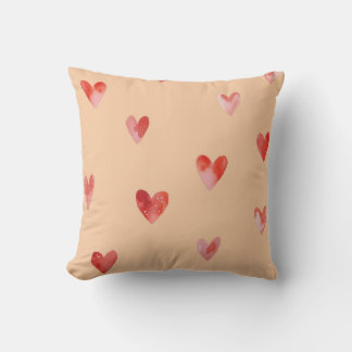 Watercolor Hearts Seamless Pattern Throw Pillow