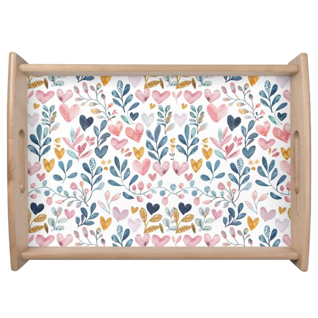 Watercolor hearts serving tray (Front)