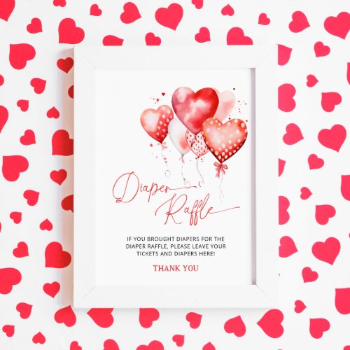 Watercolor Hearts Valentine Diaper Raffle Poster